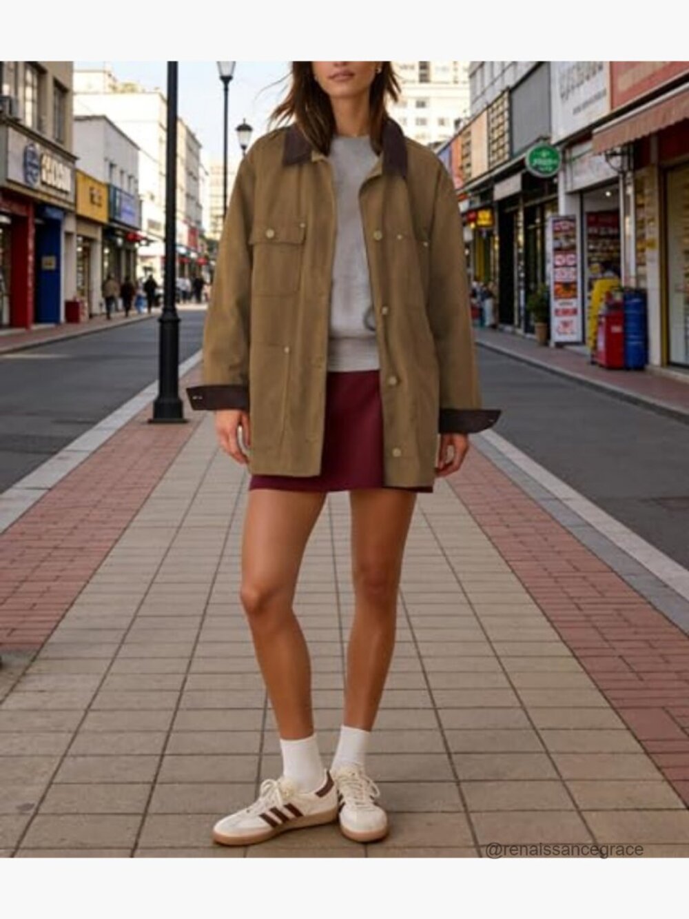 Oversized Utility Jacket Cotton Corduroy Collar Vintage Workwear with Pockets - Picture 5 of 7